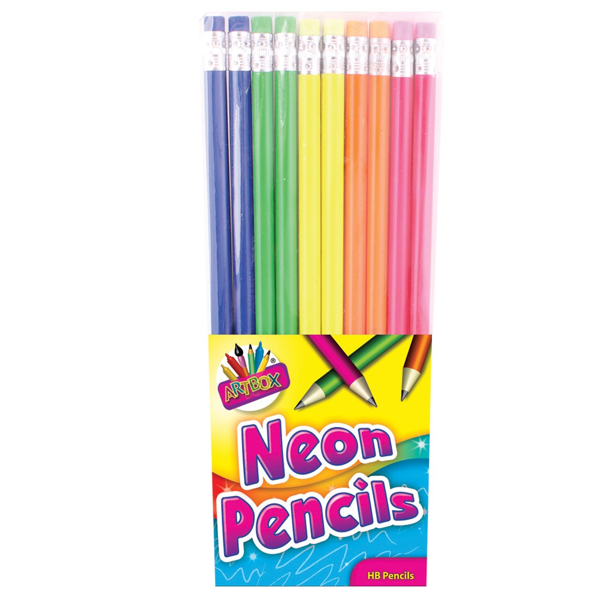 THE ART BOXArtbox Neon Rubber Tip HB Pencil (Pack of 10) 6366