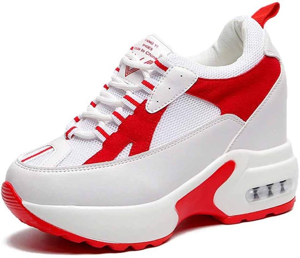 Womens Air Cushion Trainers Mesh Breathable 10cm Wedge Heels Shoes