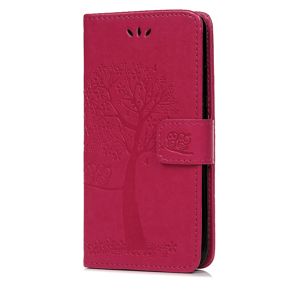 Reevermap Samsung Galaxy A21S Case Flip Shockproof Wallet Phone Case PU Leather Owl Tree Embossed Magnet Cover for Samsung Galaxy A21S with Kickstand Card Holder, Rose Pink