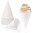 MR.FOAM 6 oz Snow Cone Cups, 50pc White Paper Cone Cups Wax Coated Leakproof Cone Paper Cups For Water Ice Cream and Shaved Ice (50)