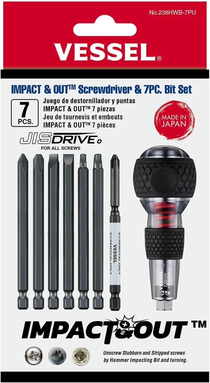 (USA Official) Impact & Out Screwdriver with 7pcs