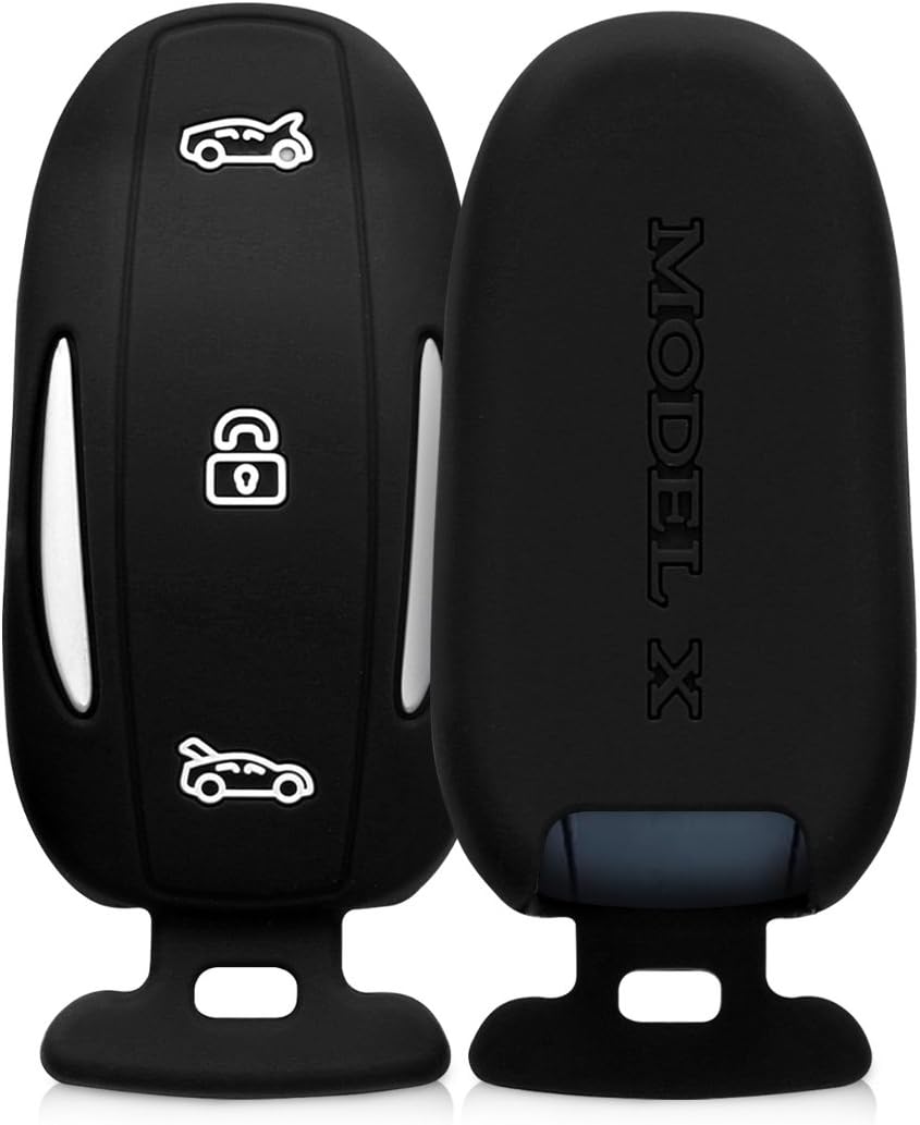kwmobile Key Cover Compatible with Tesla Model X Car Key - Soft Silicone Car Key Fob Holder Protector Case - Black