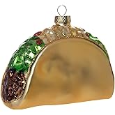 2pcs Blown Glass Taco Ornaments for Christmas Tree, Set of 2 Glass Taco Christmas Ornament