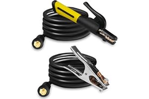 S SIMDER SSIMDER Electrode Holder with Cable & Ground Clamp Set, 600A Stick Welder Stinger with Dinse 10-25 & 35-50 Plug, Heavy Duty ARC Welding for Home, Garage & Automotive