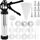 3-in-1 Churro Maker Kit, Stainless Steel Cookie Press Gun | with Piping Bag, Piping Nozzles &amp; Cookie Discs, Churro Maker Machine for Homemade Churros, Cookies &amp; Pastries(24-piece set)