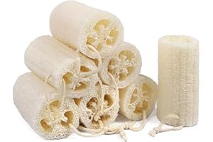 Createjoya 7 Pack Natural Loofah Body Scrubber Sponge, 5 Inches Organic Luffa for Exfoliating & Smooth Skin Cleansing, Ideal for Men & Women, Spa & Shower Use
