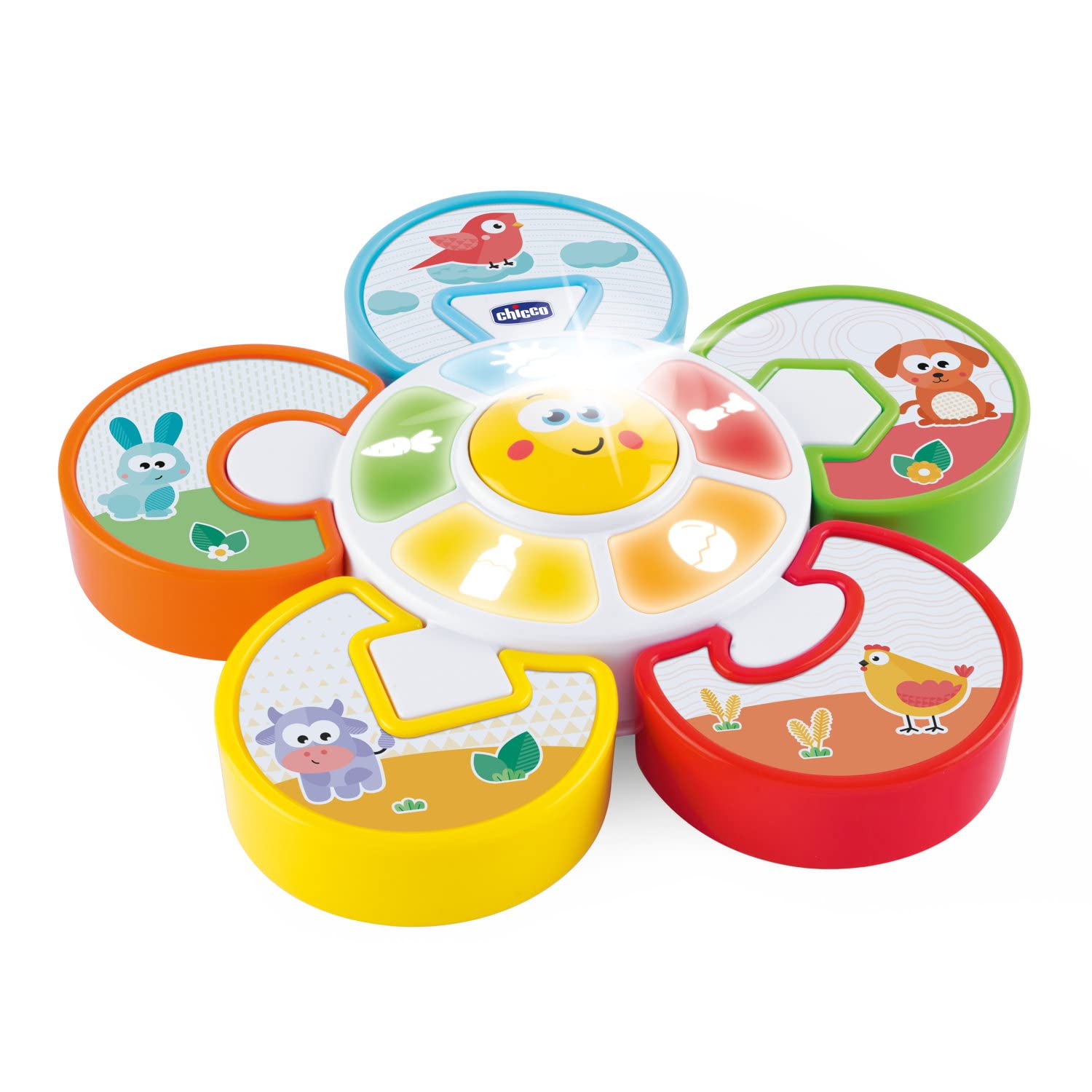 Chicco Activity Centre Game Guess the Animal, Electronic Game with Lights and Sounds, Teaches Animal Verses, Batteries Included, Age 12-36 Months, Multicoloured