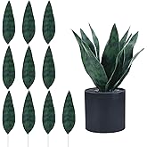 summer flower 9inch 10pcs Fake Snake Plants Leaves Set Artificial Small Sansevieria Leaves Faux Snake Plant Stems for Home Office Indoor Room Decor Desk DIY Outdoor Front Porch DIY Decorations