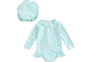 MAYUMMPY Toddler Baby Girls Bikini Beach Swimwear Zipper Swimsuit UPF 50+ Rash Guard One Piece Long Sleeve Bathing Suit