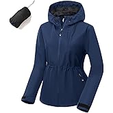 poonyfesh Women's Lightweight Packable Rain Jacket, Waterproof Hooded Rain Coat Windbreaker for Hiking,Cycling