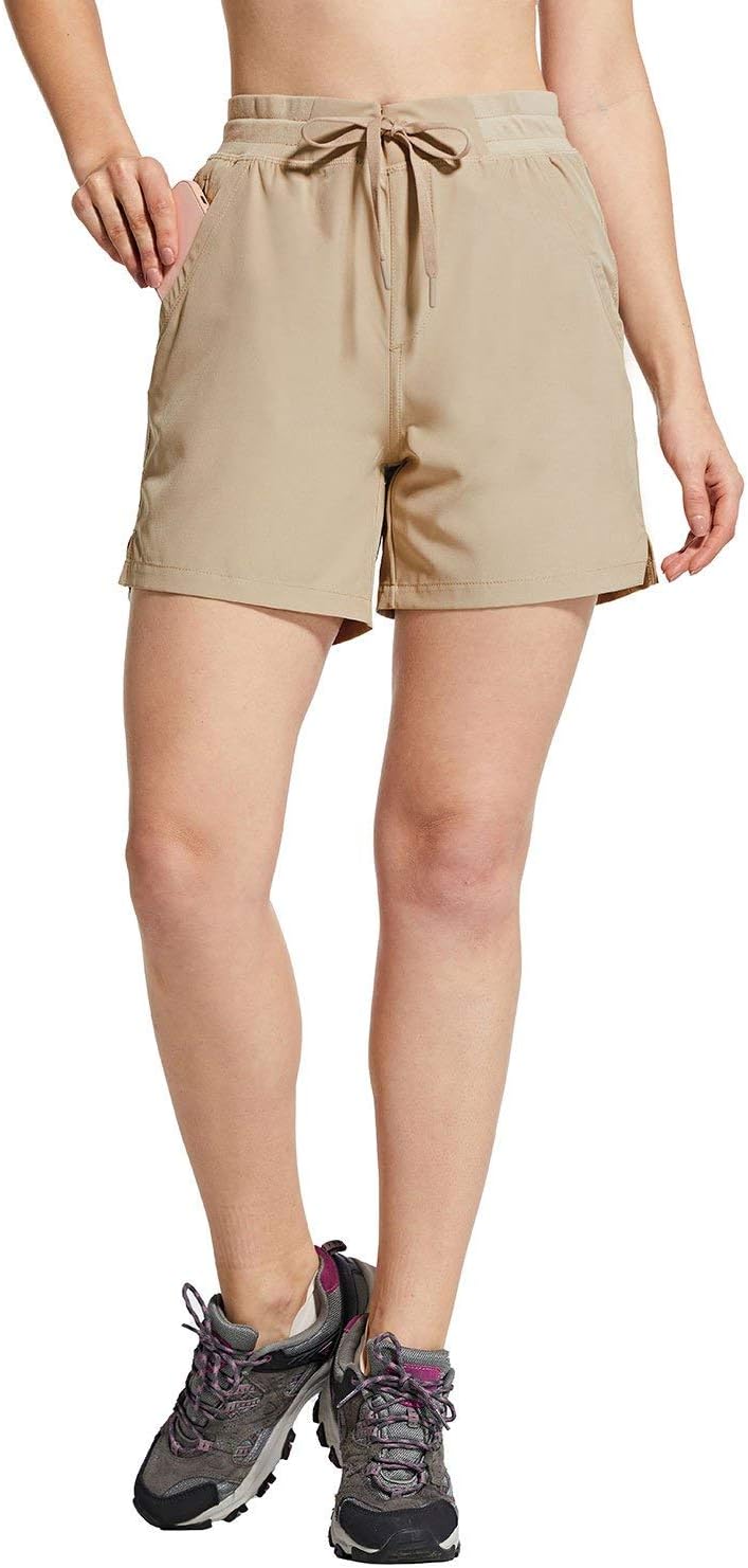 BALEAF Women's 5" Hiking Shorts with Zip Pocket Quick Dry Athletic Running Shorts Elastic Waist : Sports & Outdoors
