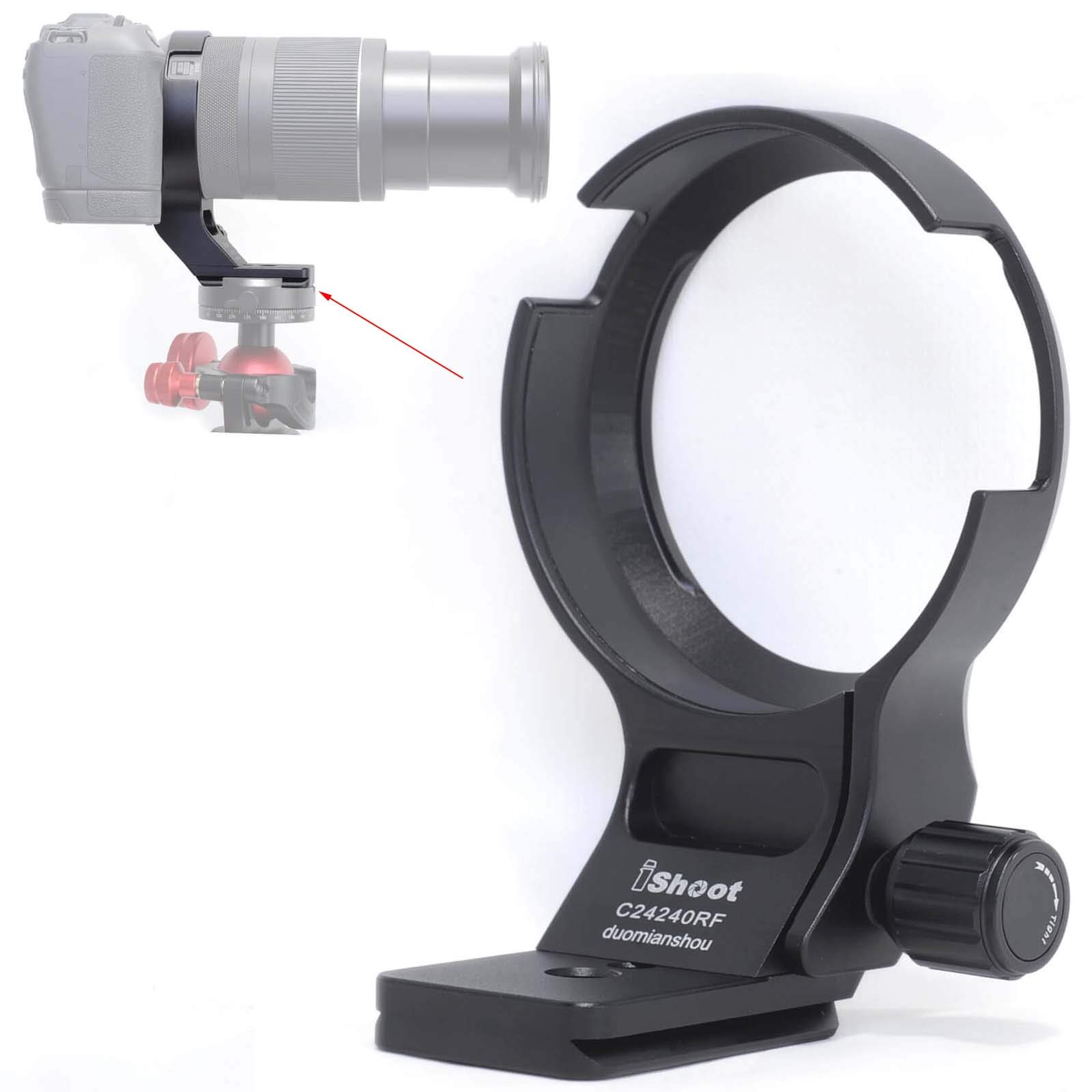 iShoot 79mm Tripod Mount Ring Lens Collar Support for Canon RF 24-240mm f/4-6.3 IS USM Lens, CNC Machined, Built-in Arca-Swiss Quick Release Plate Compatible with Arca Fit Tripod Ball Head