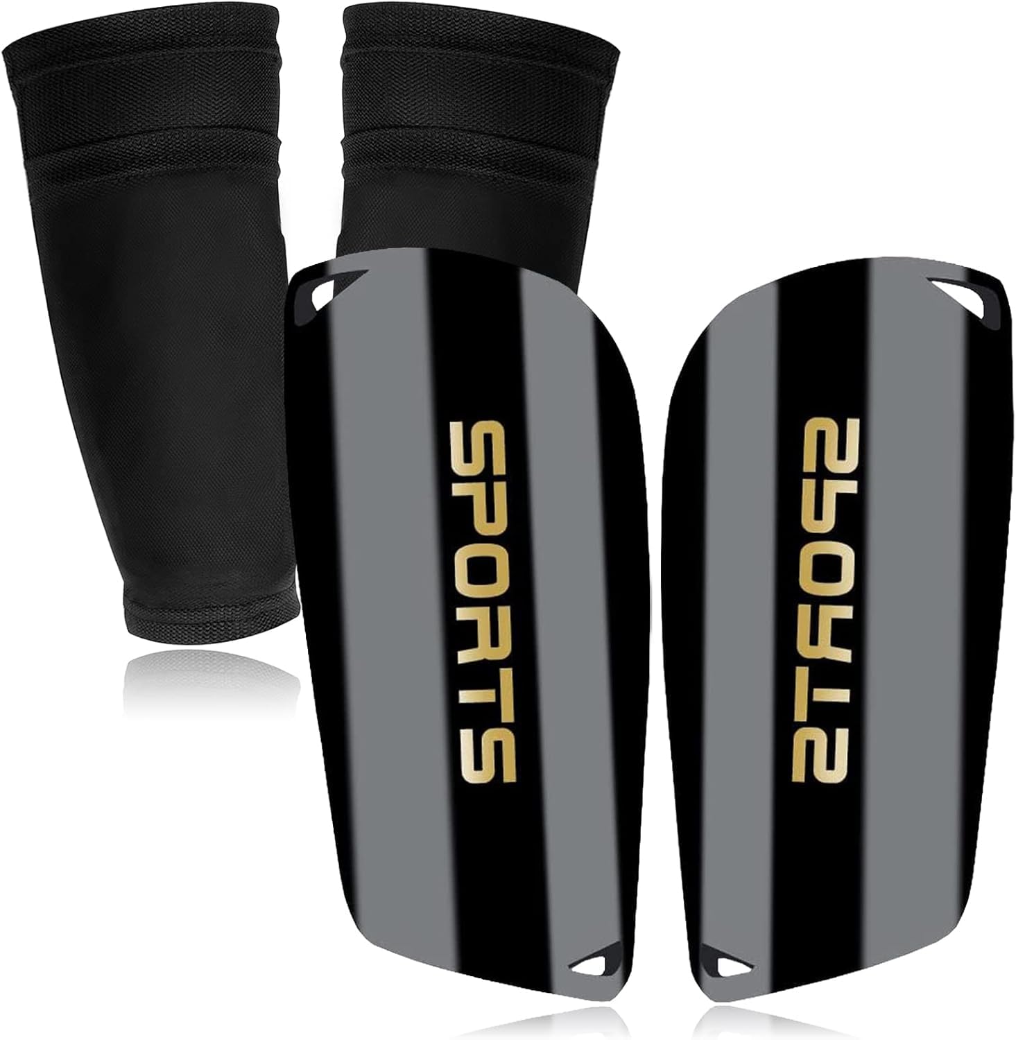 Shin Guards with Sleeves - Slip in Shin guards Soccer Shin Pads for Kids Youth - EVA Cushion Protection Reduce Shocks and Injuries (Black)