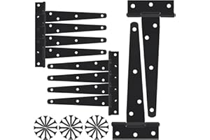 AYAYGD 10Pack 6 Inch T-Strap Shed Door Hinges, Heavy Duty Gate Hinges Black Tee Hinge Wrought Hardware for Wooden Fences, Garden,Yard, Barn Doors and Cabinets