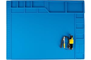Kaisi Large Soldering Mat Heat Resistant,Silicone work mat,Magnetic solder mat,Electronic Solder Pad with Anti Static Wrist Strap for Soldering Station,Phone,Laptop,Tablet,Watch Repair(Blue)