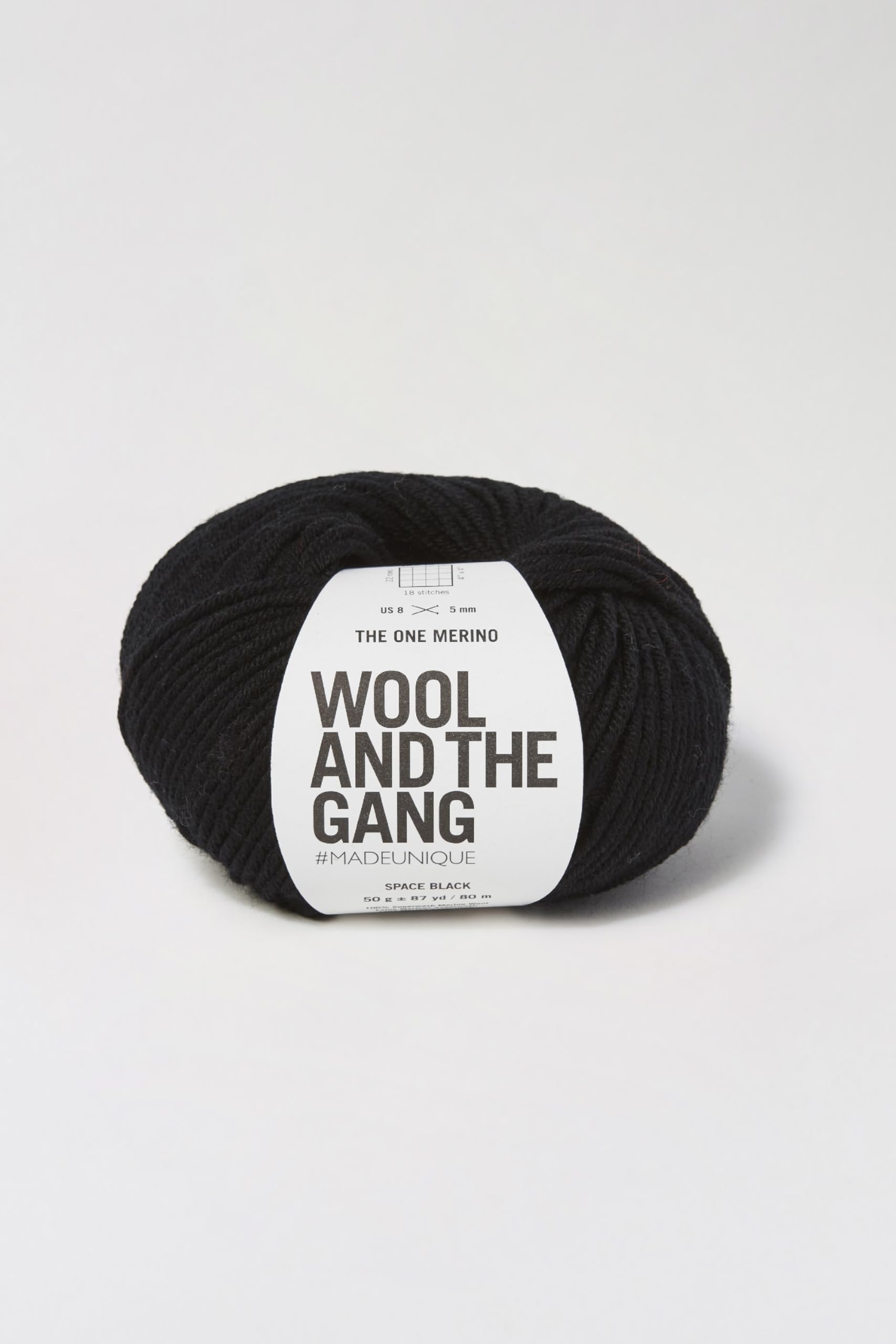 Wool and the Gang The One Merino, Space Black, 50g, Aran/Worsted