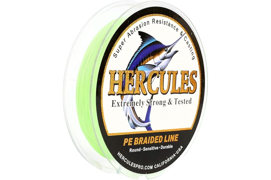HERCULES Cost-Effective Super Strong 4 Strands Braided Fishing Line 6LB to 100LB Test for Salt-Water, 109/328 / 547/1094 Yards (100M / 300M / 500M / 1000M), Diam# 0.08MM - 0.55MM, Hi-Grade