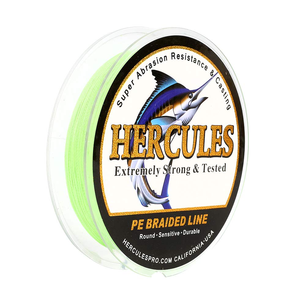 Hercules Super Strong 500M 547 Yards Braided Fishing Line 20 LB Test for Saltwater Freshwater PE Braid Fish Lines 4 Strands - Fluorescent Green, 20LB (9.1KG), 0.20MM