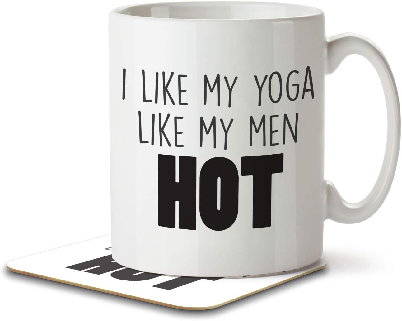 I Like My Yoga Like My Men - HOT - Mug and Coaster by Inky Penguin