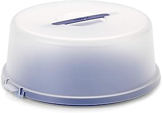 Emsa 504918 Kuchenbox mit Haube, Ø 33 cm, Höhe 13.5 cm, Blau, Basic