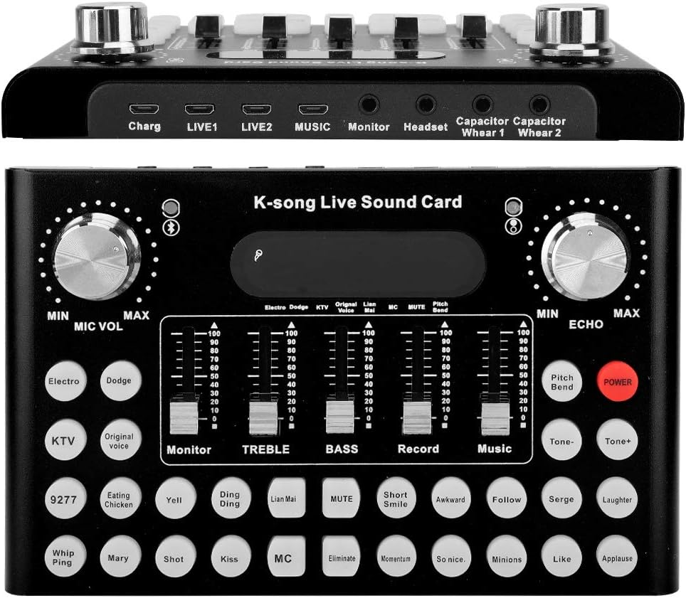 External Sound Card, Audio Mixer Live Sound Card with 3.5mm Headphone