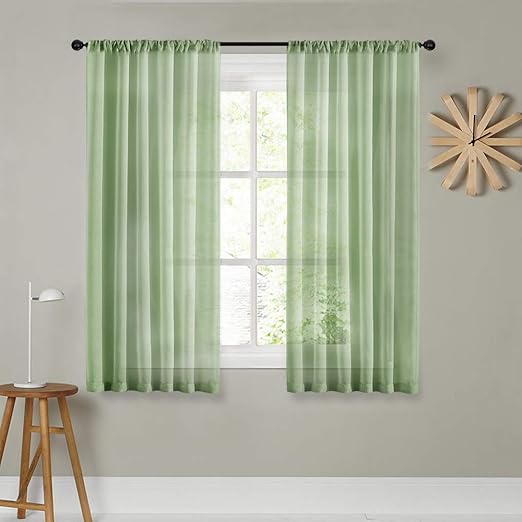 Amazon Com Mrtrees Green Sheer Curtains 72 Inches Long Living