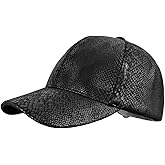Greenery-GRE Unisex Snakeskin PU Leather Baseball Cap Adjustable Casual Snapback Trucker Hat Visor Sports Hat for Women Men