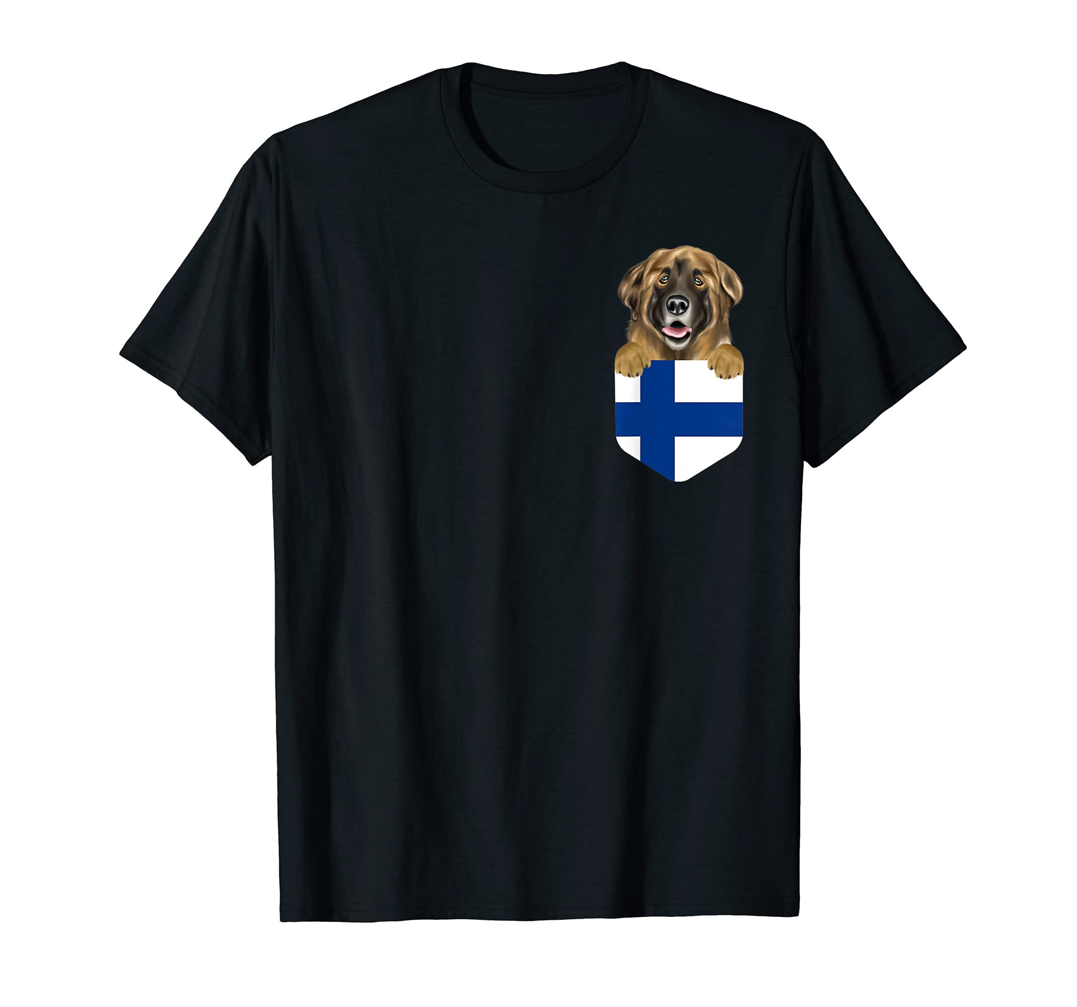 Finland Flag Leonberger Dog In Pocket T-Shirt