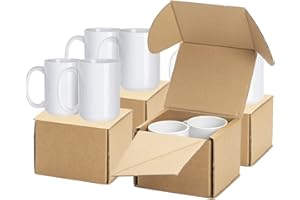 PYD Life 8 Pack 15 OZ Sublimation Ceramic Mugs Blanks Coffee Mugs White Photo Cups Bulk for Cricut Mug Press Print