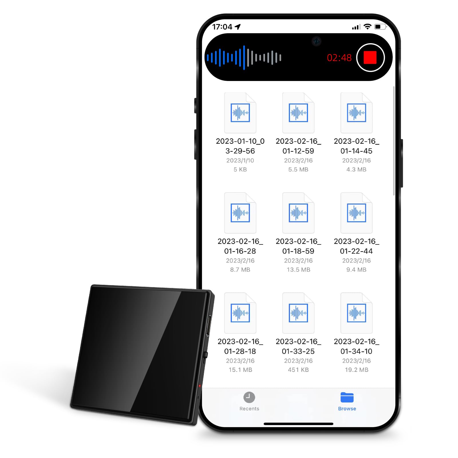 128GB Voice Recorder 3072Kbps Recording Device with Intelligent Triple Noise Reduction, Audio Recorder with 4000Hrs Recording Capacity USB Rechargeable Recording Device Mini Voice Recorder