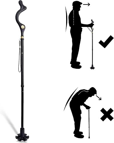 Yinghesheng Folding Walking Stick Adjustable 40-49 in Lightweight Aluminum