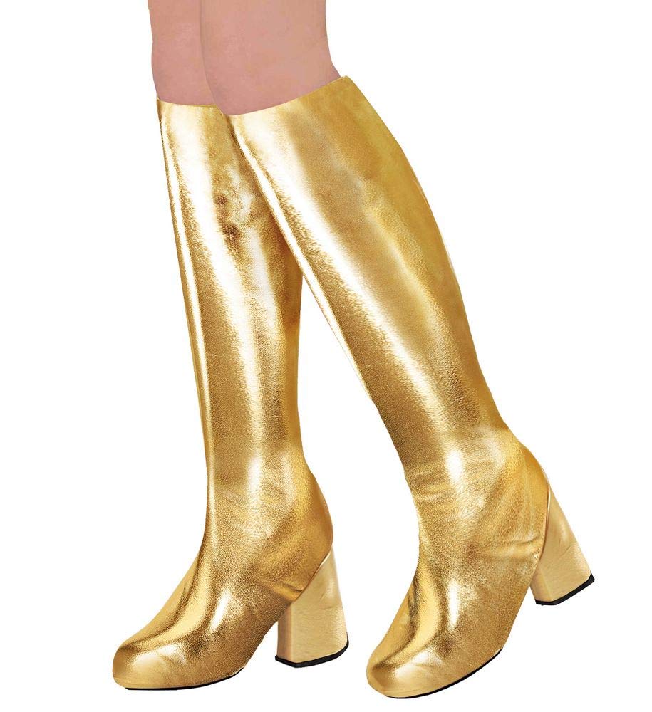 70s Metallic Women's Boots Covers Gauntlets Shiny Disco Festival Show Revue Space Girl Costume Accessory Colour: Gold
