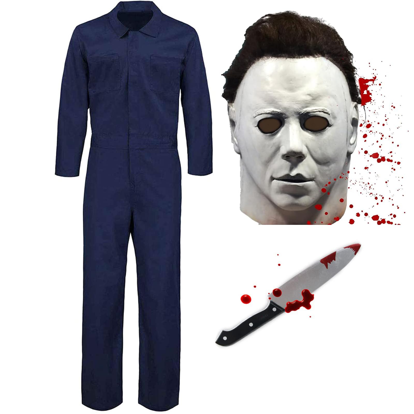 SINSEN Michael Myers Costume Mask Adults Scary Killer Outfits Jumpsuits Creepy Horror Mask Halloween Cosplay Costume