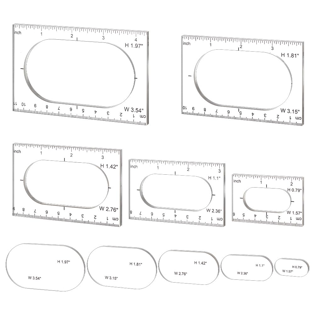 PH PandaHall Pack of 5 Router Templates Oval Inlay Template Acrylic Router Jig Template Transparent Drawing Measuring Tool Decorative Templates for Woodworking Sewing Making Home Supplies
