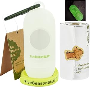 FiveSeasonStuff Biodegradable Poop Bags for Dogs Zero Waste Compostable Dog Waste Bags Highest Rated ASTM D6400 Very Strong Leak-Proof for Large Dogs Puppy Cats