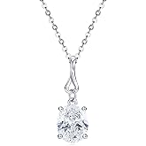 EONFUN 3CT Oval Moissanite Pendant Necklace, D Color 8X10mm Oval Cut Moissanite 925 Sterling Silver Bride Pendant for Women Wedding Birthday Gifts