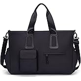 Travel Duffel Bag for Men & Women, Waterproof Overnight Weekender Gym Tote Carry On Luggage with Wet Pocket (Black)