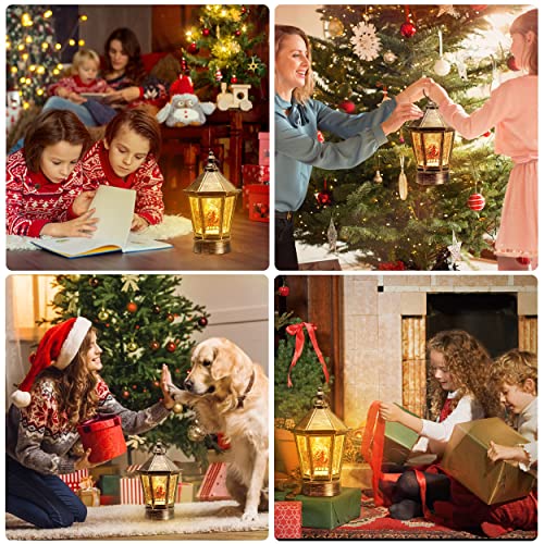 [Upgraded 2022] Christmas Snow Globe Lantern with Snowman, Battery Operated Lighted with Swirling Water Glittering Globe, Xmas Home Decor Tabletop Lanterns for Christmas Decoration and Gift