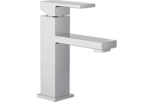 Moen Revyl Chrome One-Handle Single Hole Modern Bathroom Sink Faucet with Optional Deckplate and Spring Loaded Drain Assembly