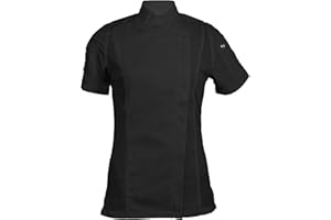 ChefsCloset Unisex Women's Bailey Chef Coat, Short Sleeve Zipper Chef Jacket, Ladies