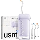 usmile C10 Portable Water Flosser – Travel-Friendly, 95-Day Battery, 4 Modes, 360° Nozzle, 180ml Tank, IPX7 Waterproof, Dentist-Recommended for Braces, Implants & Sensitive Gums (Purple)