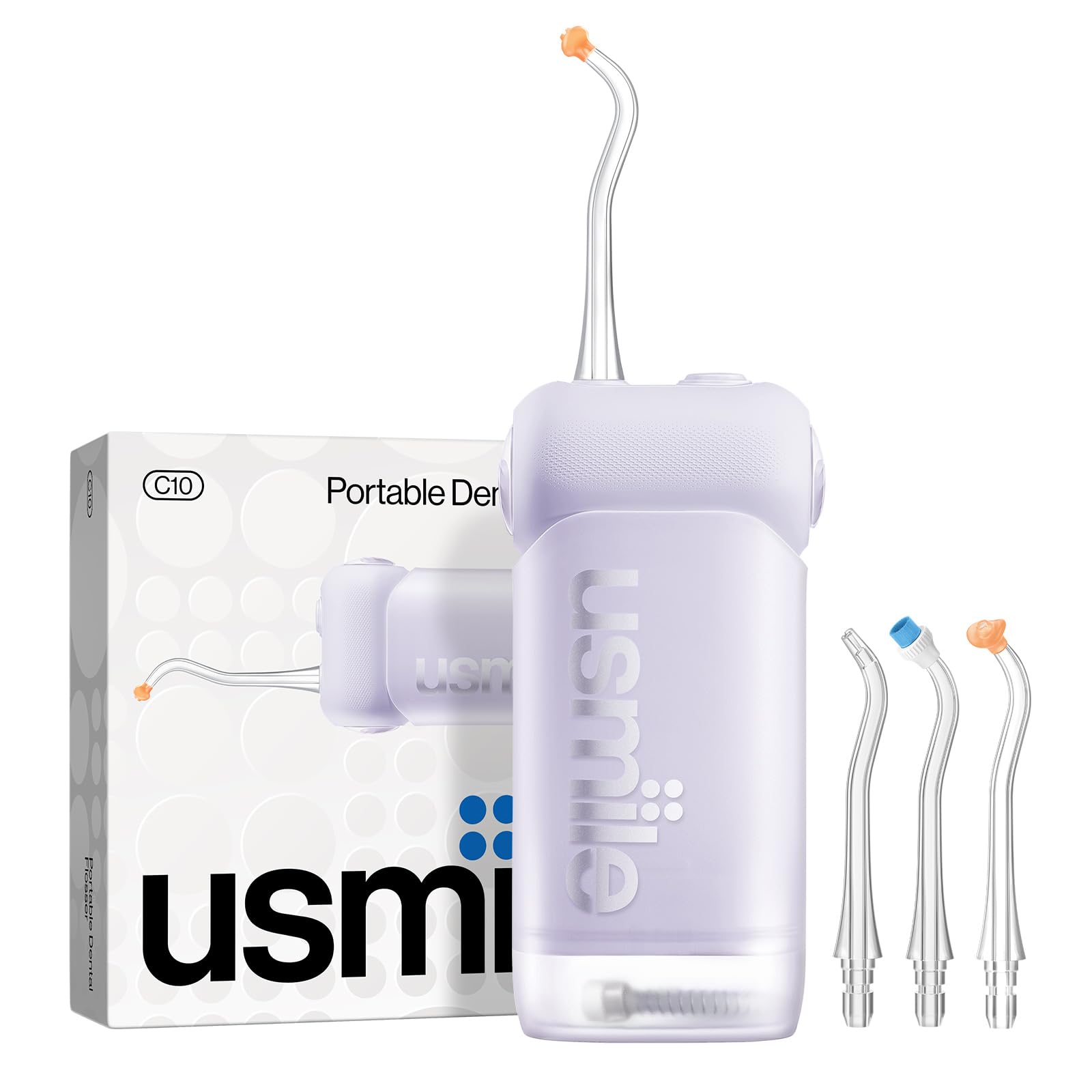 Photo 1 of usmile C10 Portable Water Flosser – Travel-Friendly, 95-Day Battery, 4 Modes, 360° Nozzle, 180ml Tank, IPX7 Waterproof, Dentist-Recommended for Braces, Implants & Sensitive Gums (Purple)