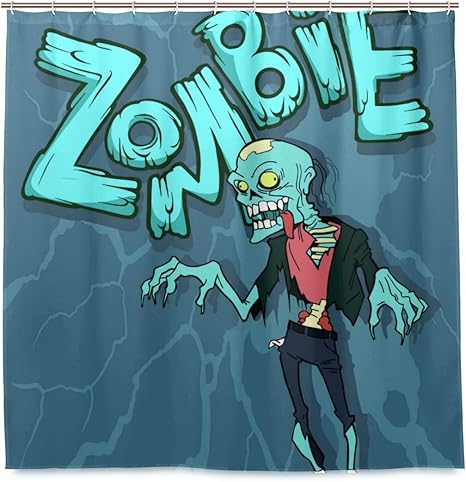 Amazon Kapanou防水 シャワーカーテン カラフルな漫画ハロウィーンイラスト面白いゾンビ かわいいシャワーカーテン ユニットバス バスルーム 芸術の装飾 180cmx180cm バスフック付き 取り付け簡単 シャワーカーテン ホーム キッチン オンライン通販