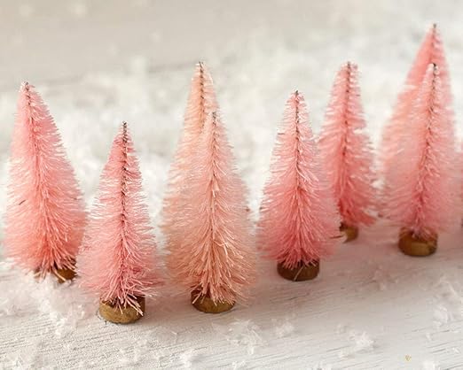 Amazon Com Cuddlezookeepsakes Pink Bottle Brush Trees One Dozen Dyed Pastel Miniature Sisal Trees Home Kitchen