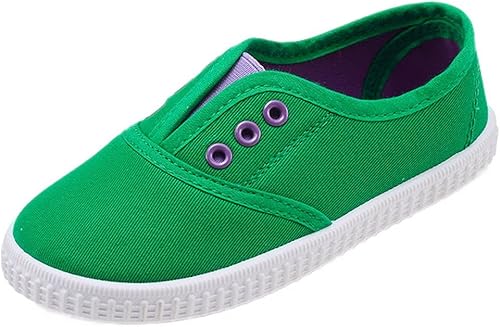 Amazon C Princess子供靴 キッズ ベビー 女の子 男の子 スリッポン デッキスニーカー キャンバスシューズ 帆布靴 履きやすい カジュアル 16 5cm Dグリーン シューズ バッグ