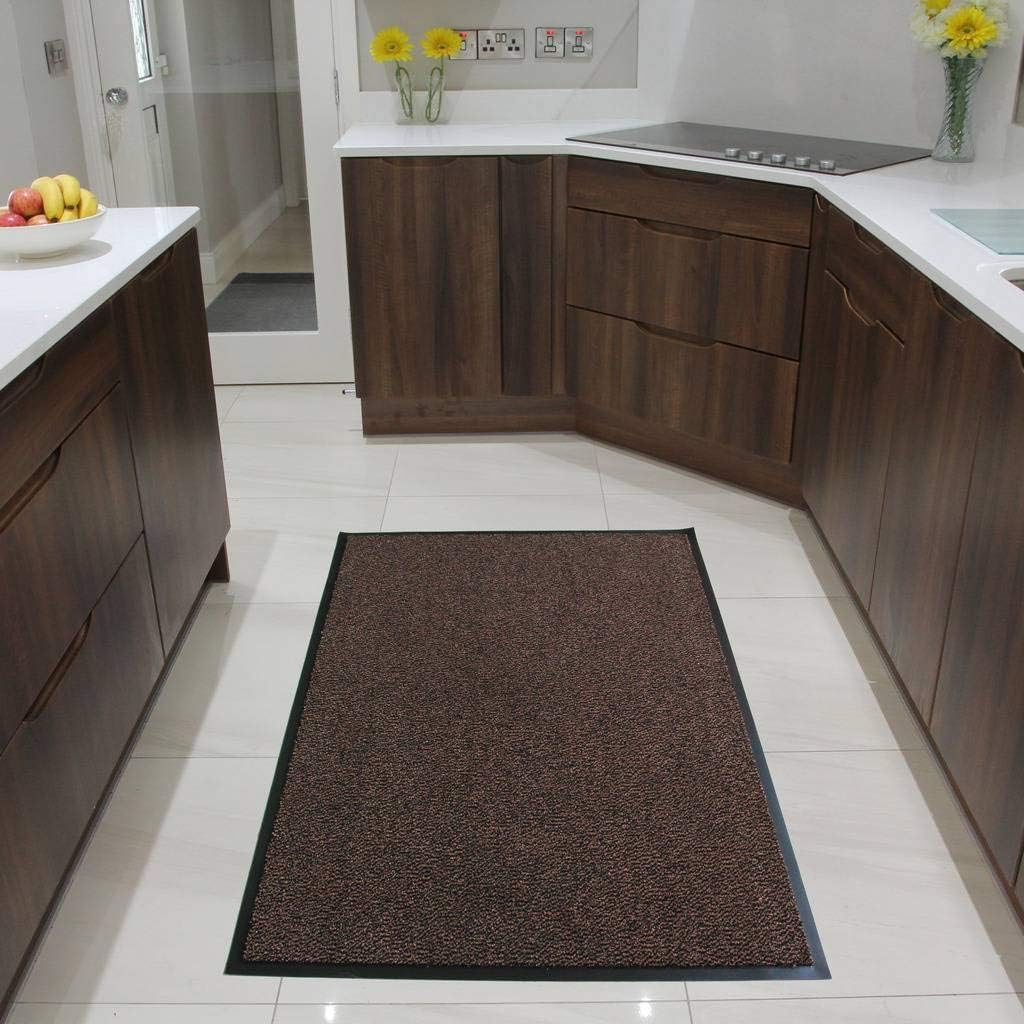 The Rug House Anti Slip Easy Clean Hardwearing Rust Orange Mats For