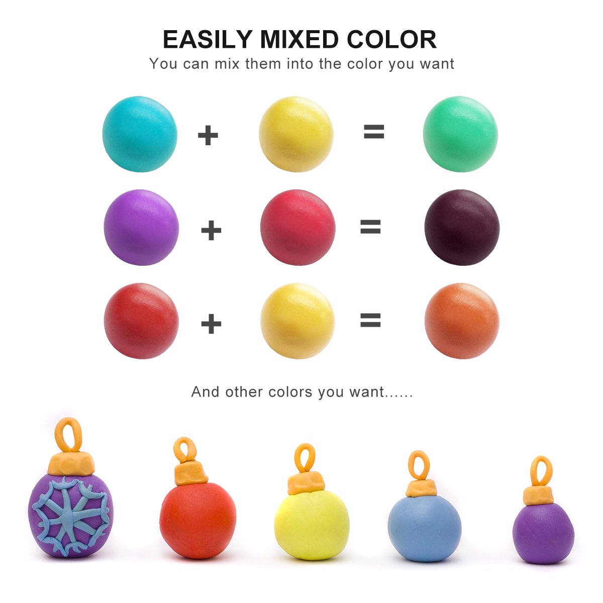 LOYOU Polymer Clay, 26 Colours Oven Bake Clay with Bright Color Soft DIY Clay Set with 5 Tools and 40 Accessories, Moulding Clay Toy Best Gift for Kids