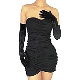 XXDingbs Women's Long Velvet Gloves for Christmas Wedding Opera Dinner Party 20s Gloves Elbow Length Glove