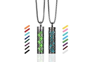 PH PandaHall Essential Oil Diffuser Necklace 2 Styles Black Aromatherapy Necklaces Stainless Steel Locket Pendant with 20pcs 