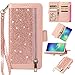 Petocase Compatible Galaxy S10 Plus Wallet Case,Luxury Bling Classy Leather Folio Flip Wristlet Shockproof Protective ID Credit Card Slots Holder Carrying Cover for Samsung Galaxy S10 Plus-Rose Gold